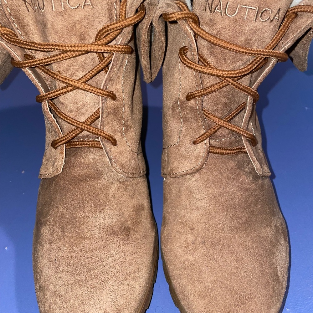 Nautica Tan Suede Lace-Up Boots